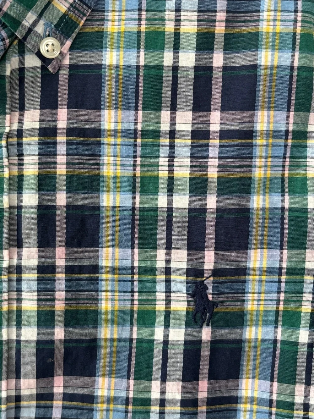 Boys Polo Ralph Lauren Plaid Button-Down Shirt in Green, Navy & Yellow